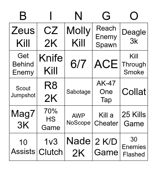 CS2 Bingo Card