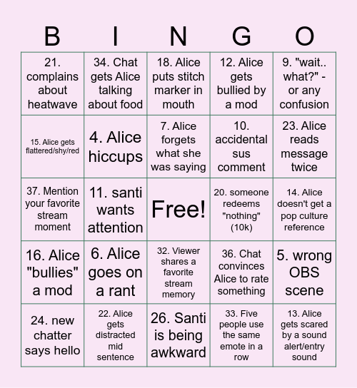 CosyAlice 3-Year Affiliate Anniversary Bingo Card