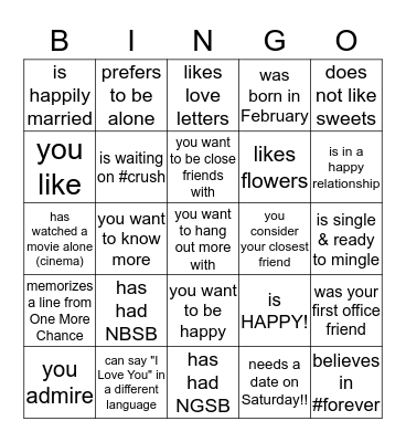 Find someone who... Bingo Card