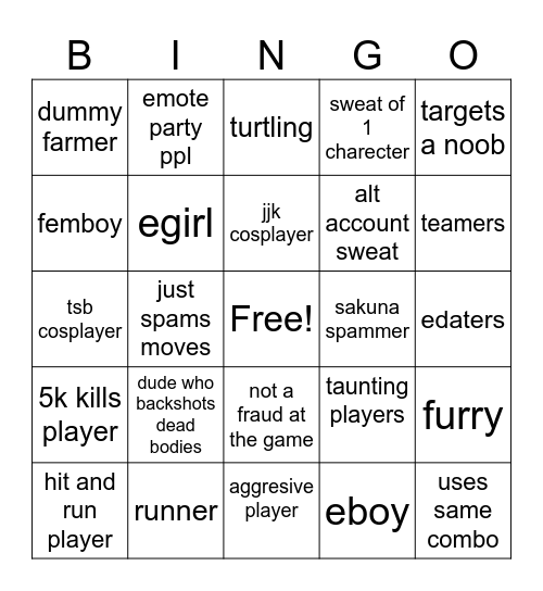 jjs bingo Card