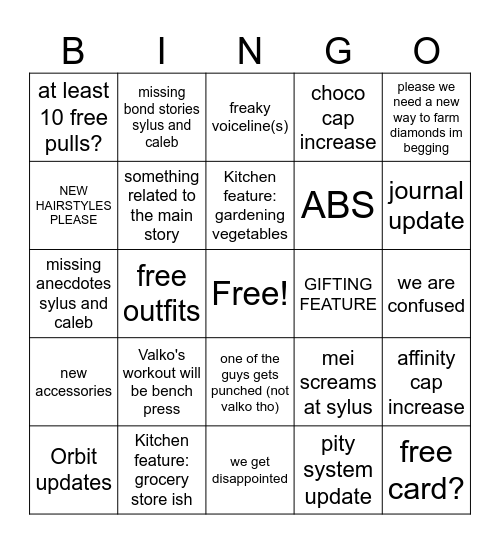 6.0 Predictions? Bingo Card