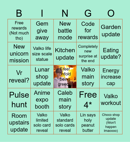 6.0 livestream Bingo Card