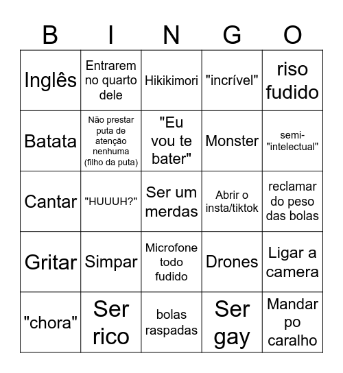 Zack Bingo Card
