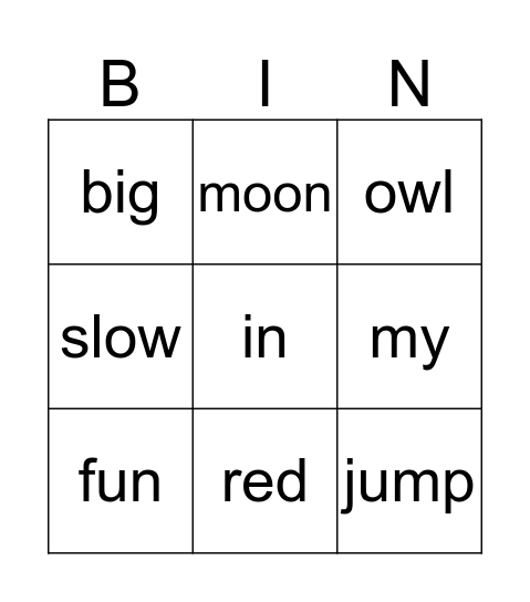 1 Bingo Card