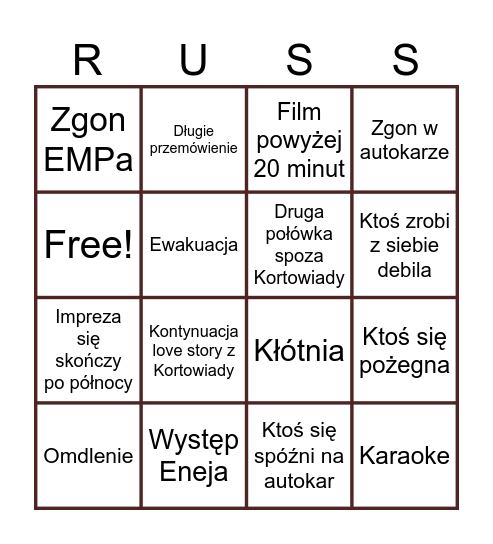 POKORTOWIADOWA Bingo Card
