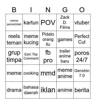 Fesnuk Bingo Card