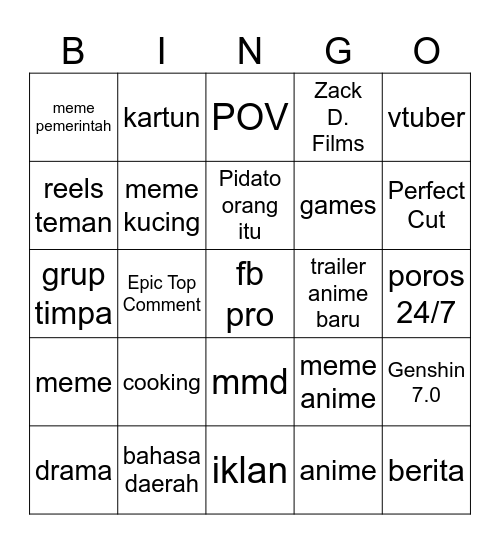 Fesnuk Bingo Card