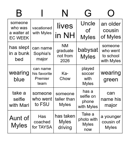 Find Someone Who Bingo Card