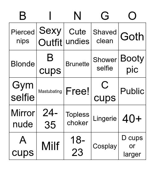 Nudes Bingo Card