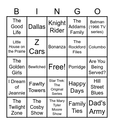 Classic TV Series (1960s–1980s) Bingo Card