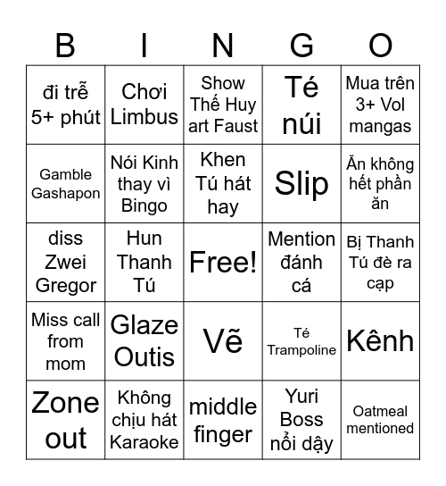 Thảo Ngọc sẽ... Bingo Card