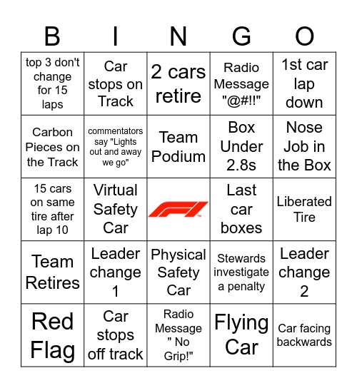 Austrian GP 2026 Bingo Card