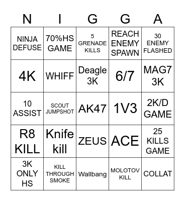 Vyliž mi prdel Bingo Card