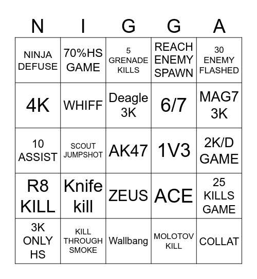 Vyliž mi prdel Bingo Card