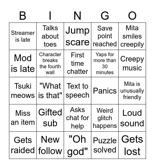 ScaredyChlo's MiSide Bingo (Post in discord) Bingo Card