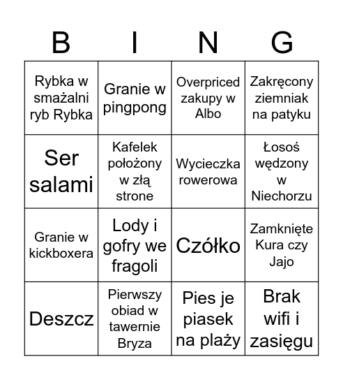 Pogorzelica bingo Card