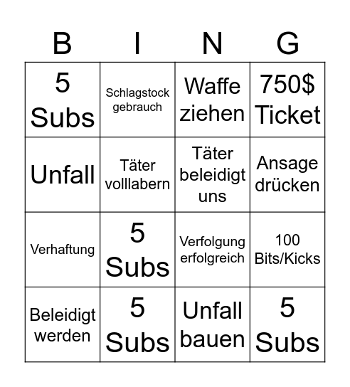Ronny u. Dwight Bingo Card