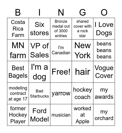David Bingo Card