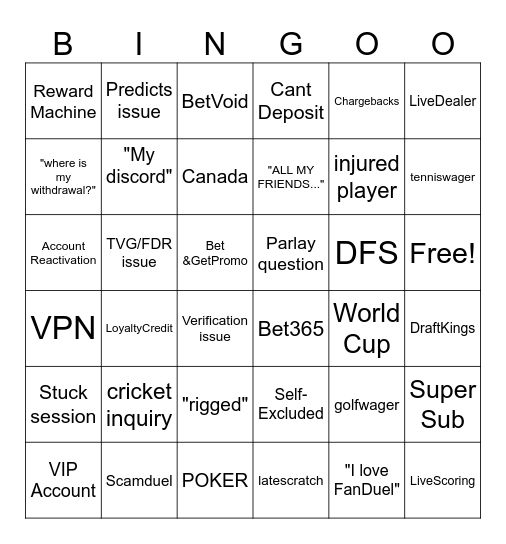 Social Team Summer Slam 2026 Bingo Card