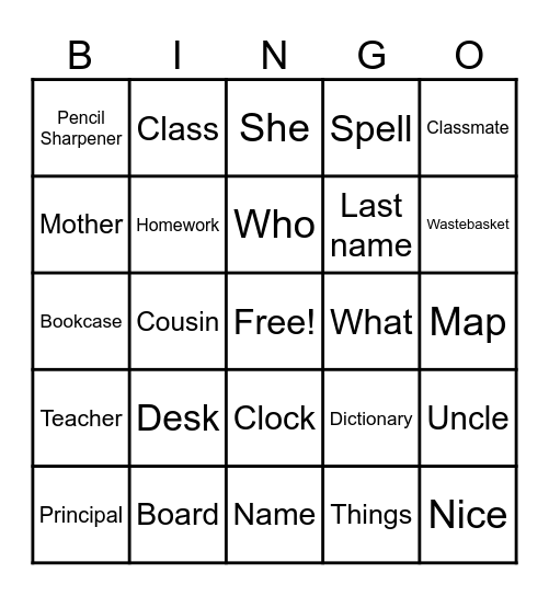Unit 2 M1 Bingo Card