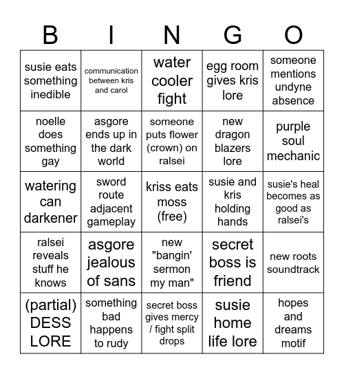 deltarune ch5 bingo Card