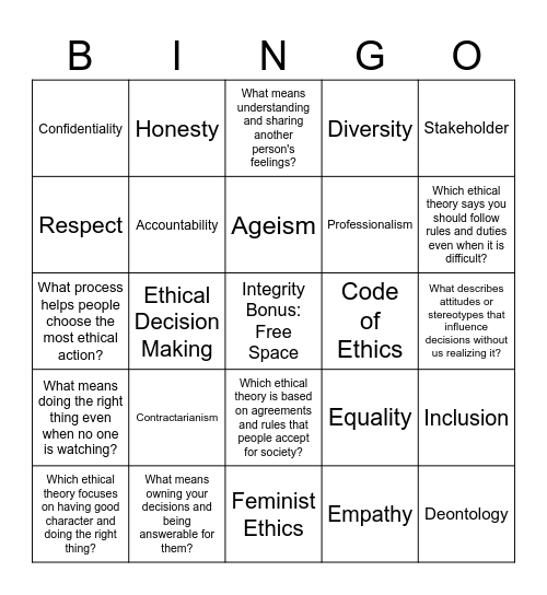 Think Ethically: Bingo Edition Bingo Card