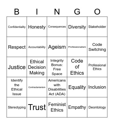 Think Ethically: Bingo Edition Bingo Card