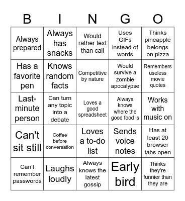 Find someone who... Bingo Card