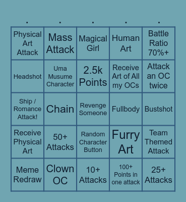 Artfight Bingo Card
