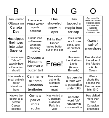 Canada Day 2026 Human Bingo Card