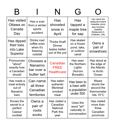 Canada Day 2026 Human Bingo Card