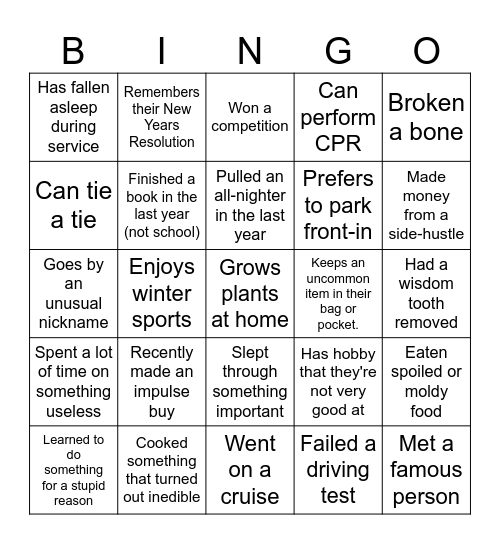 SALT/YAF Retreat Bingo Card