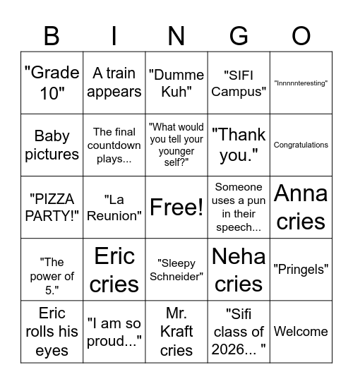 2026 Gr.10 Grad Bingo Card