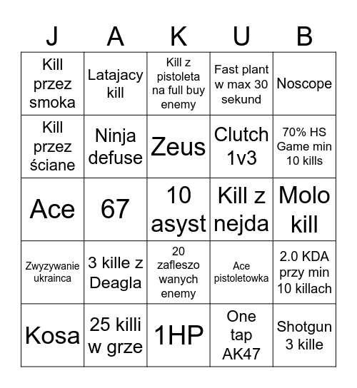 Gowno Bingo Card
