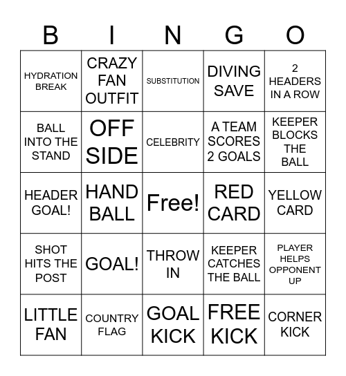 WORLD CUP BINGO Card