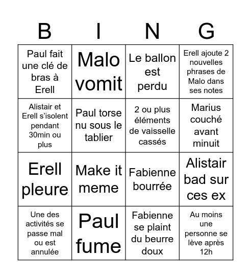 SIMON - BINGO SUPT Bingo Card