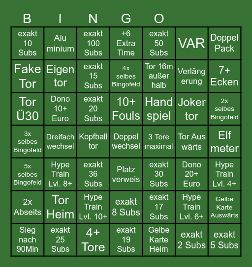 Portugal - Spanien Bingo Card
