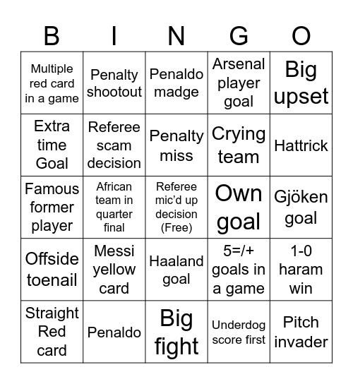 Buh bingo Card