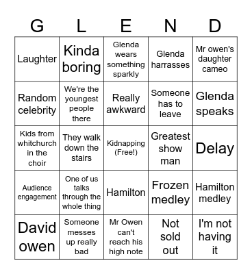 Glenda Bingo Card
