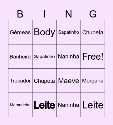Bingo da Morgana e Maeve Bingo Card