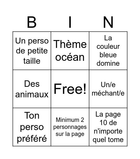 Colos mystères Bingo Card