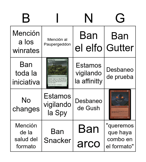 B&R Pauper Bingo Card
