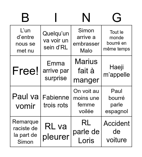 Bingo d’Alistair Bingo Card