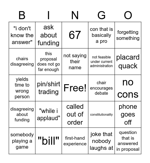 CONA BINGO Card
