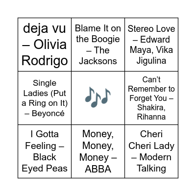 BINGO MUSICAL Bingo Card