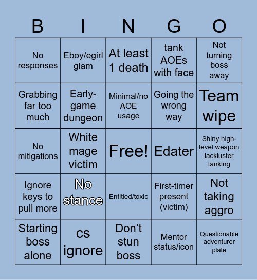 Tank bingo Card