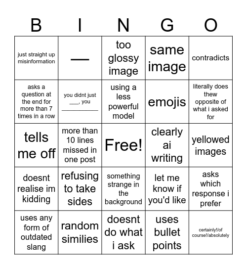AI bingo Card