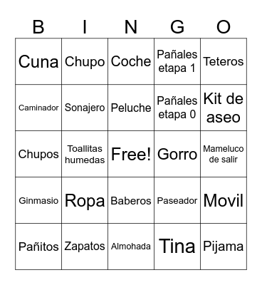 Baby shower Bingo Card