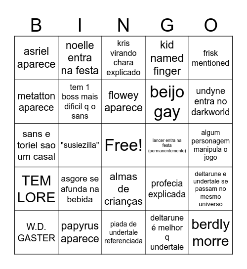DELTARUNE CAPS 2-5 Bingo Card