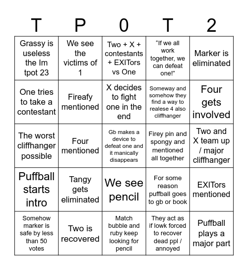 Tpot 23 bingo card Bingo Card